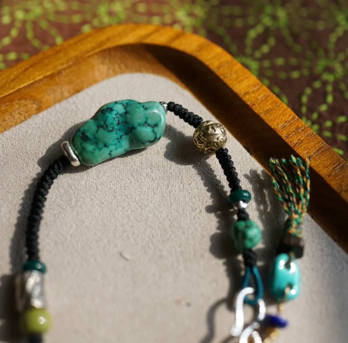 Tibetan-Inspired Vintage Turquoise Freeform Necklace