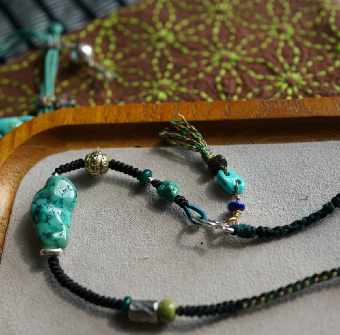 Tibetan-Inspired Vintage Turquoise Freeform Necklace