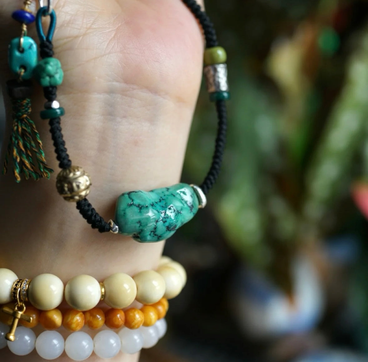 Tibetan-Inspired Vintage Turquoise Freeform Necklace