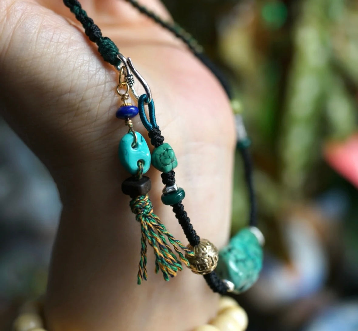 Tibetan-Inspired Vintage Turquoise Freeform Necklace