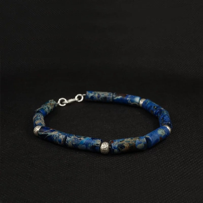 Lapis Lazuli Men’s Bracelet with 925 Sterling Silver