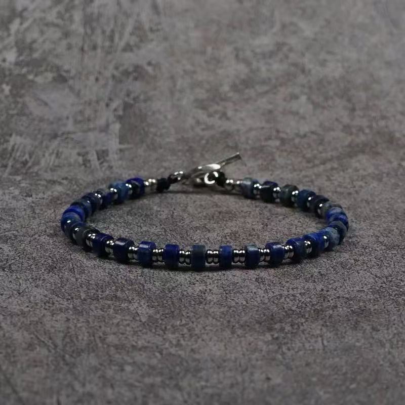 Lapis Lazuli 925 Sterling Silver Men’s Bracelet ( 4mm )