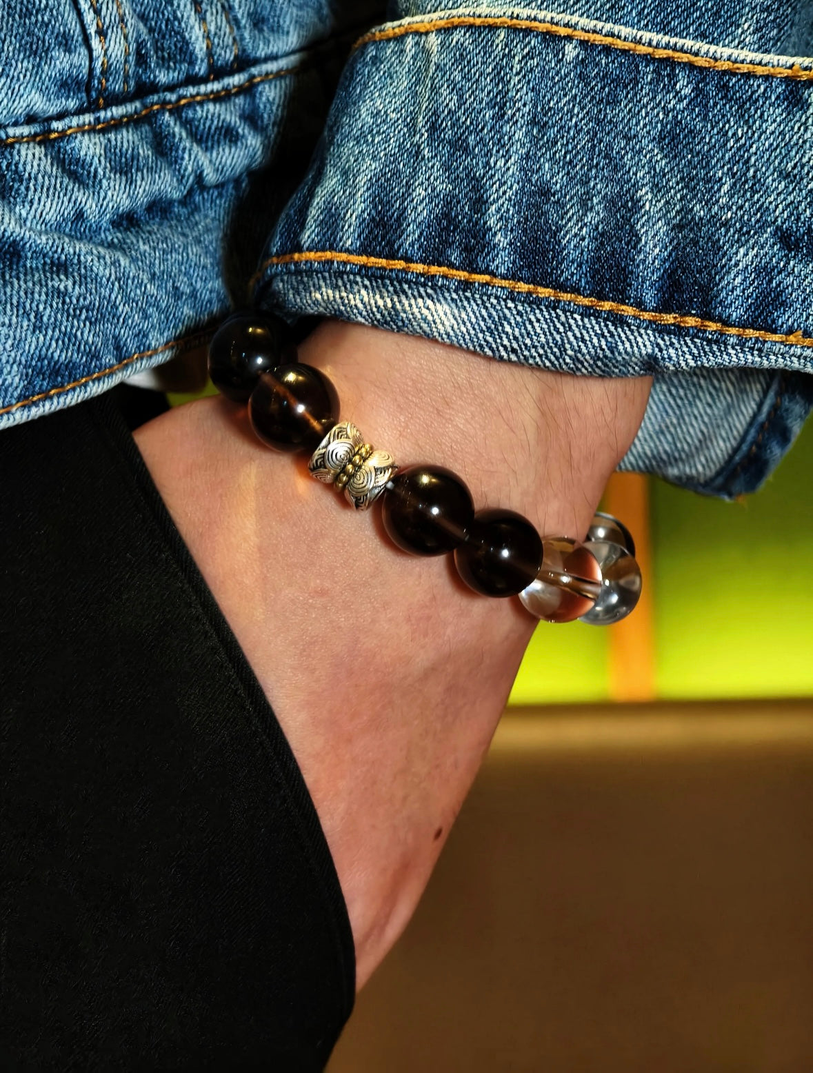 Wealth & Purity Crystal Quartz Men’s Bracelet(14mm)