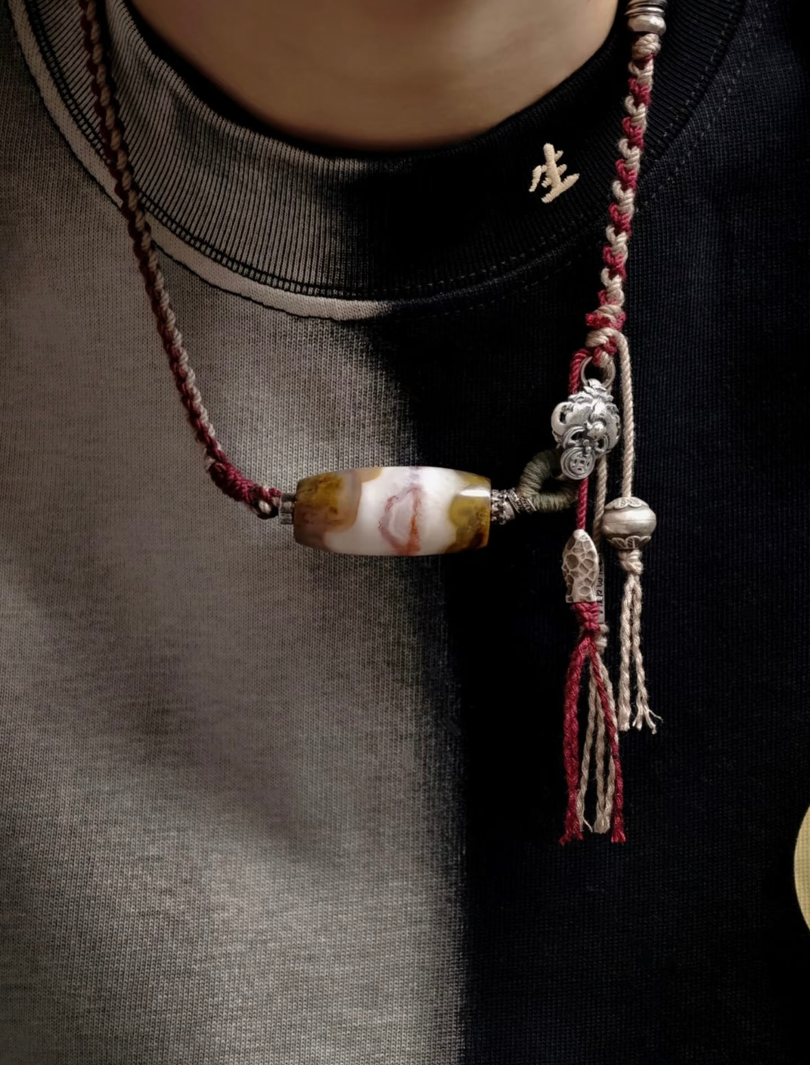 Protective & Blessing Tibetan Dzi 925 Sterling Silver Necklace