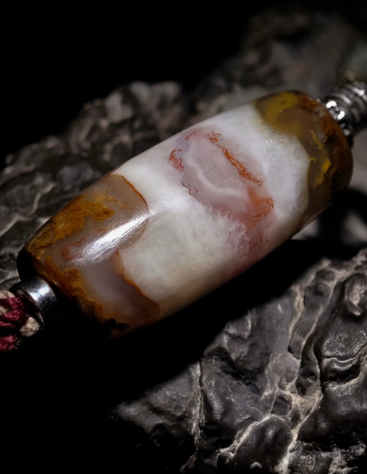 Protective & Blessing Tibetan Dzi 925 Sterling Silver Necklace