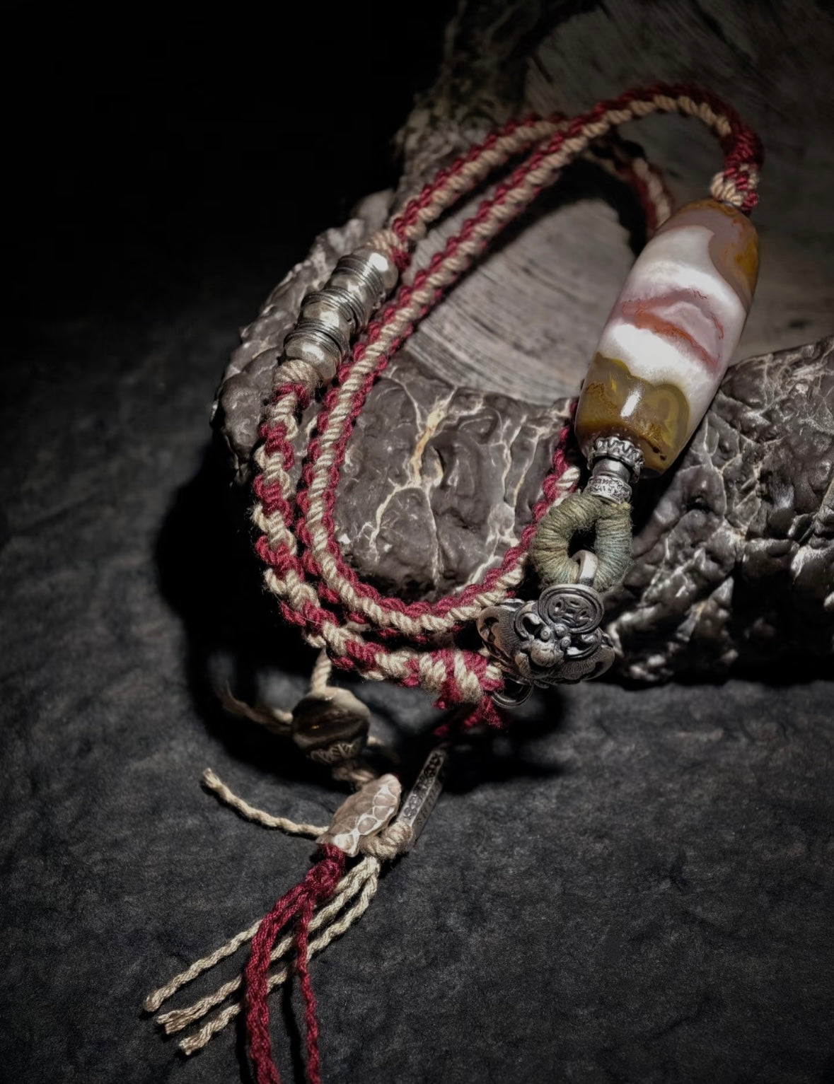 Protective & Blessing Tibetan Dzi 925 Sterling Silver Necklace
