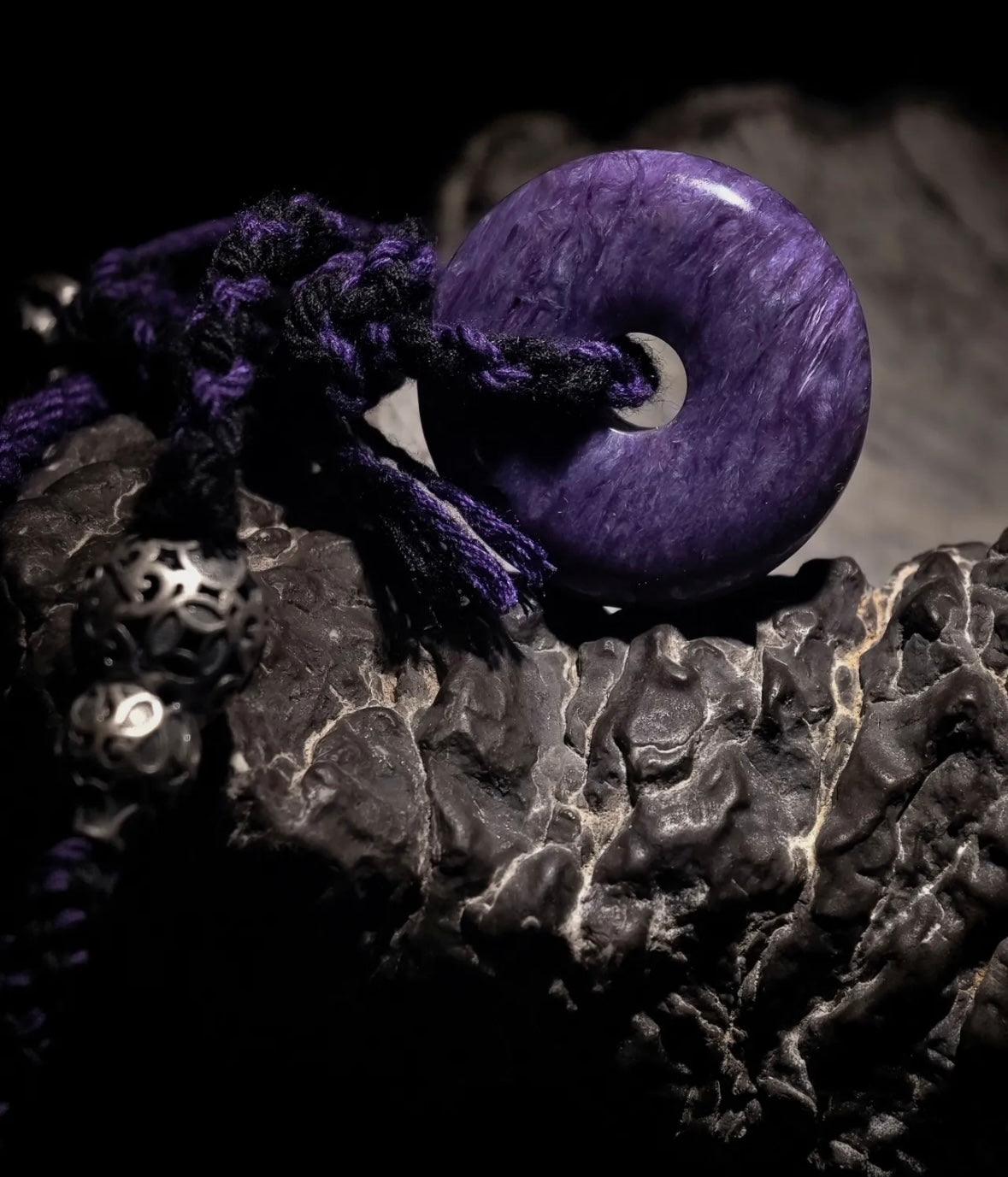 Peace & Clarity Tibetan Purple Charoite Pendant Necklace