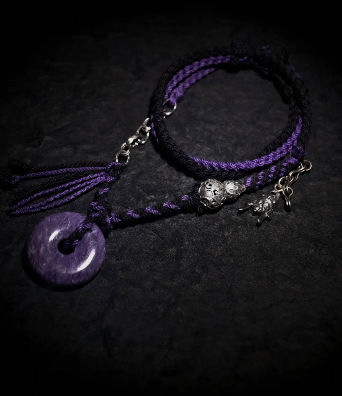 Peace & Clarity Tibetan Purple Charoite Pendant Necklace