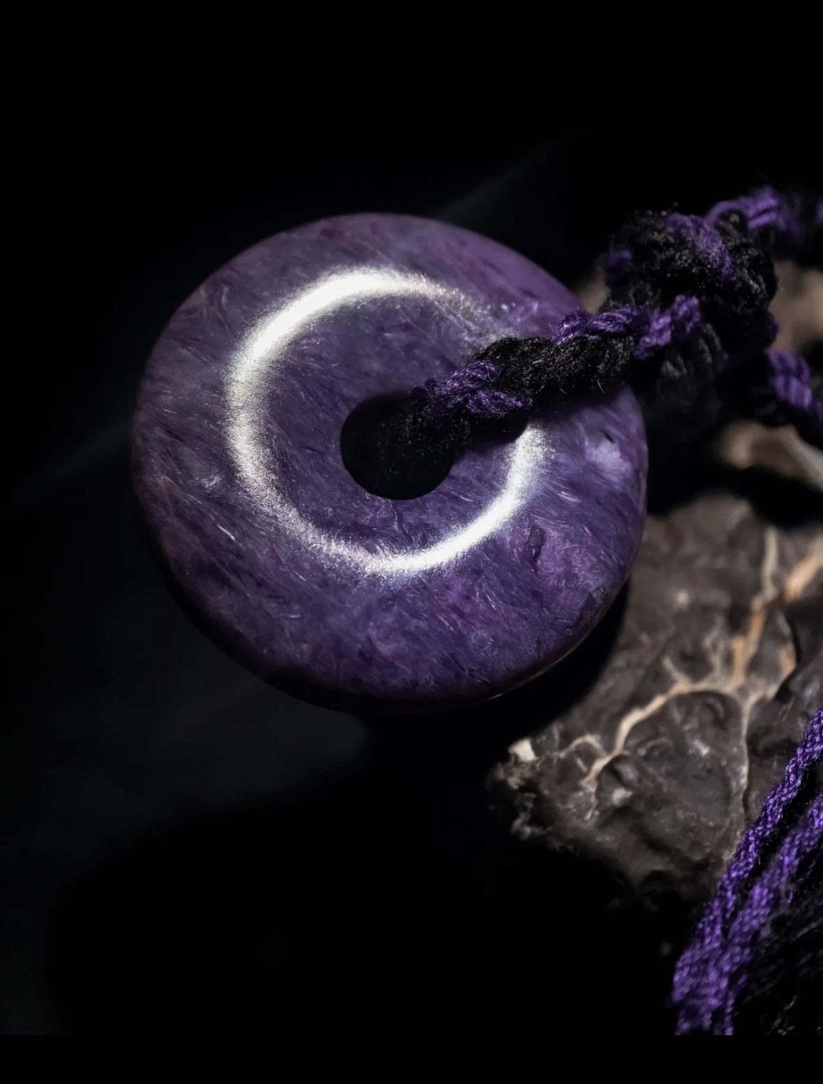 Peace & Clarity Tibetan Purple Charoite Pendant Necklace