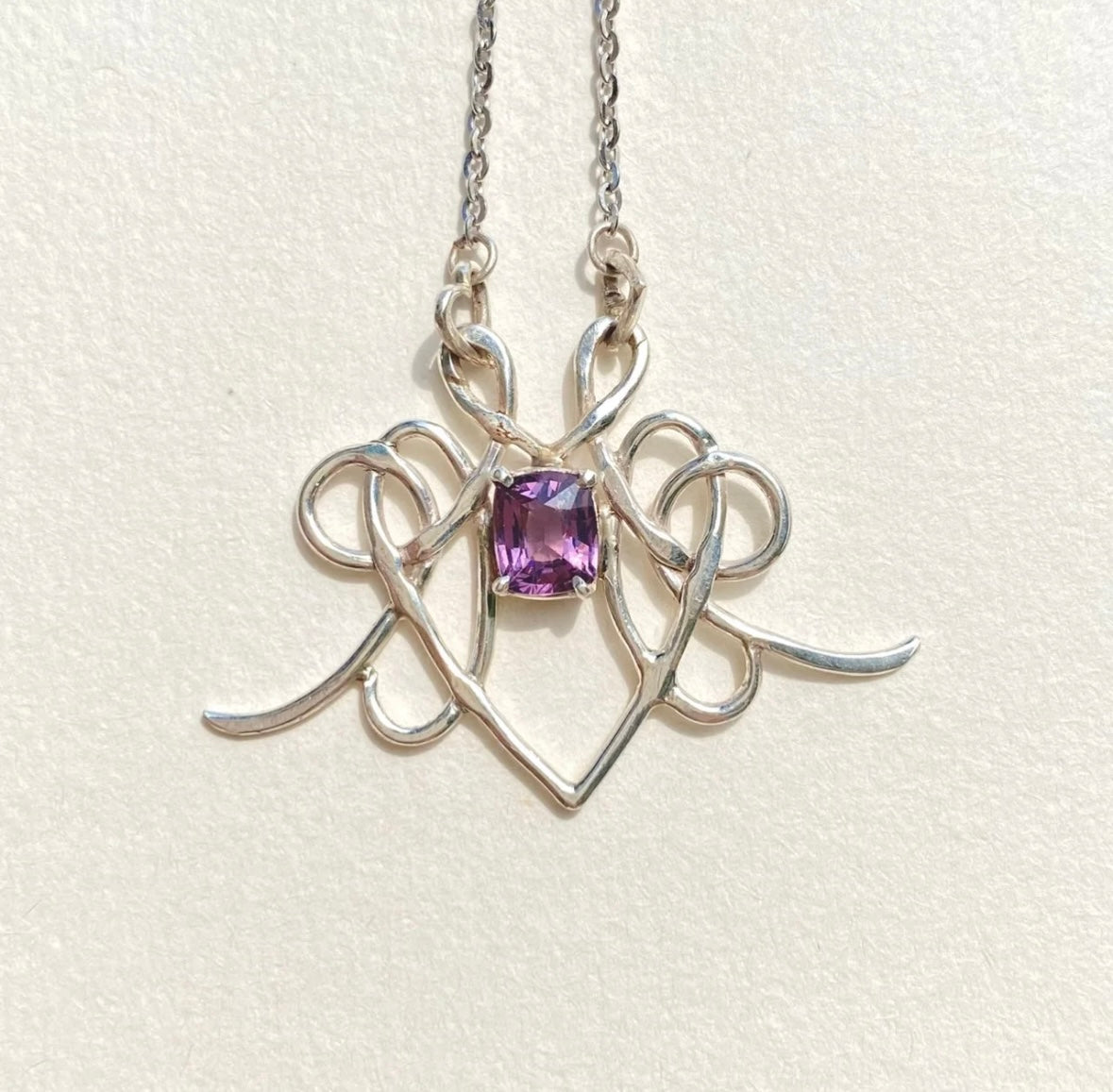Spiritual Awakening Amethyst Handcrafted 925 Sterling Silver Necklace