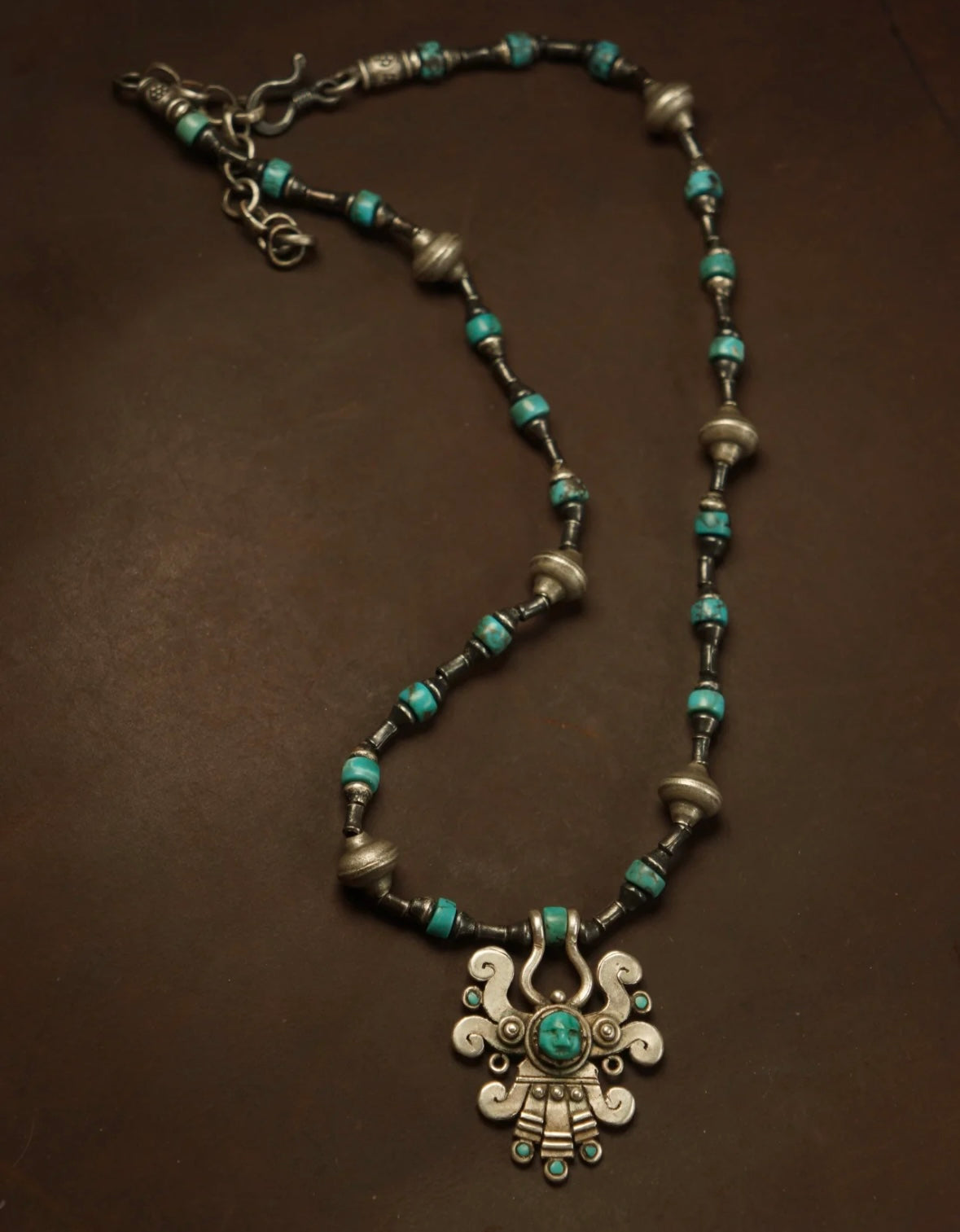 Luck & Protection Tibetan 925 Silver Turquoise Necklace