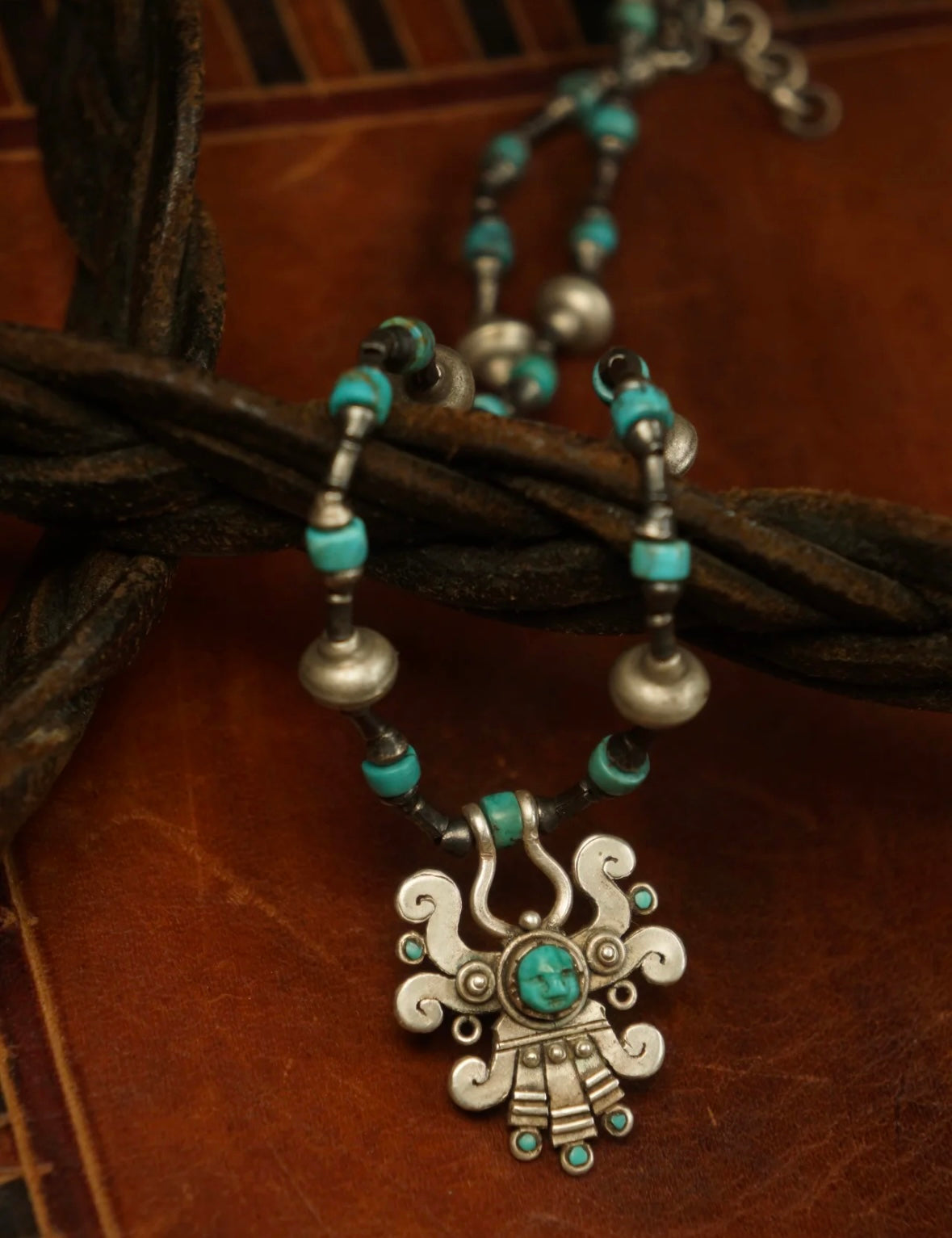 Luck & Protection Tibetan 925 Silver Turquoise Necklace