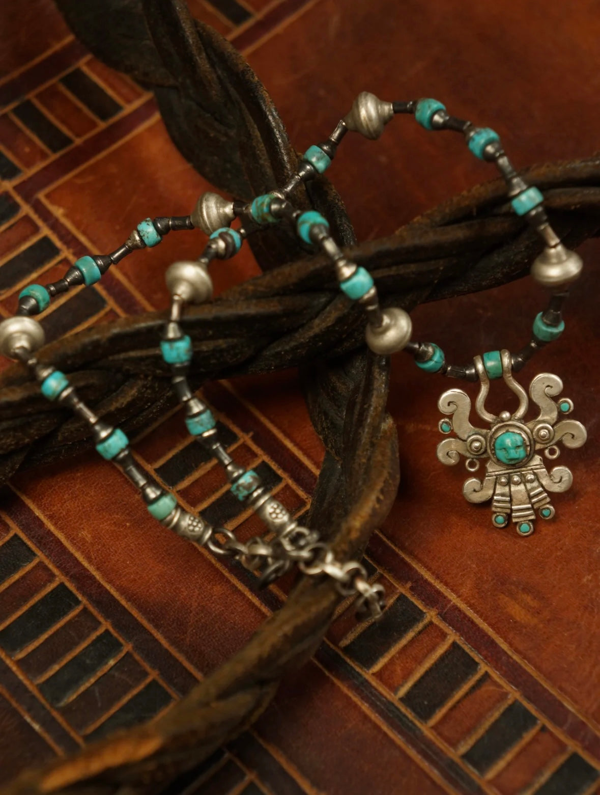 Luck & Protection Tibetan 925 Silver Turquoise Necklace