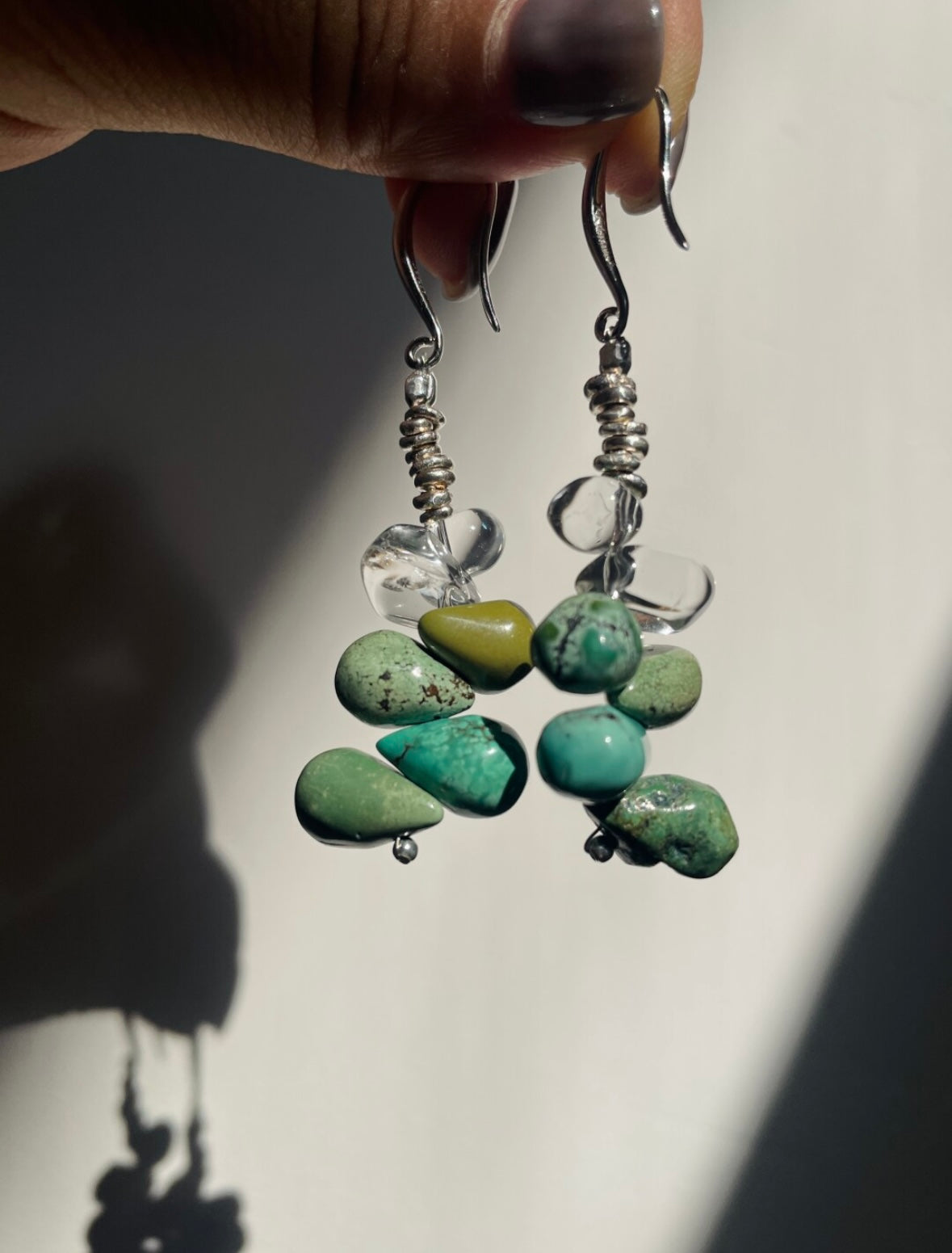 Turquoise & Clear Crystal Elegance Harmony Stone Earrings