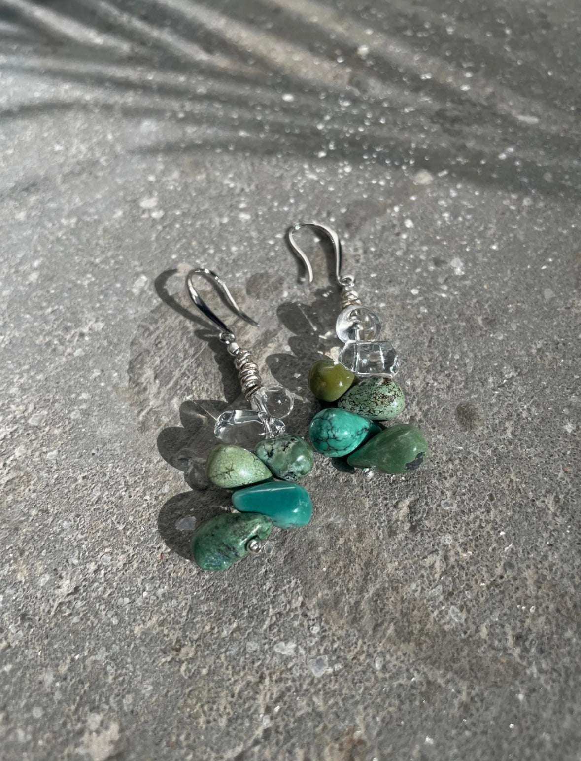 Turquoise & Clear Crystal Elegance Harmony Stone Earrings