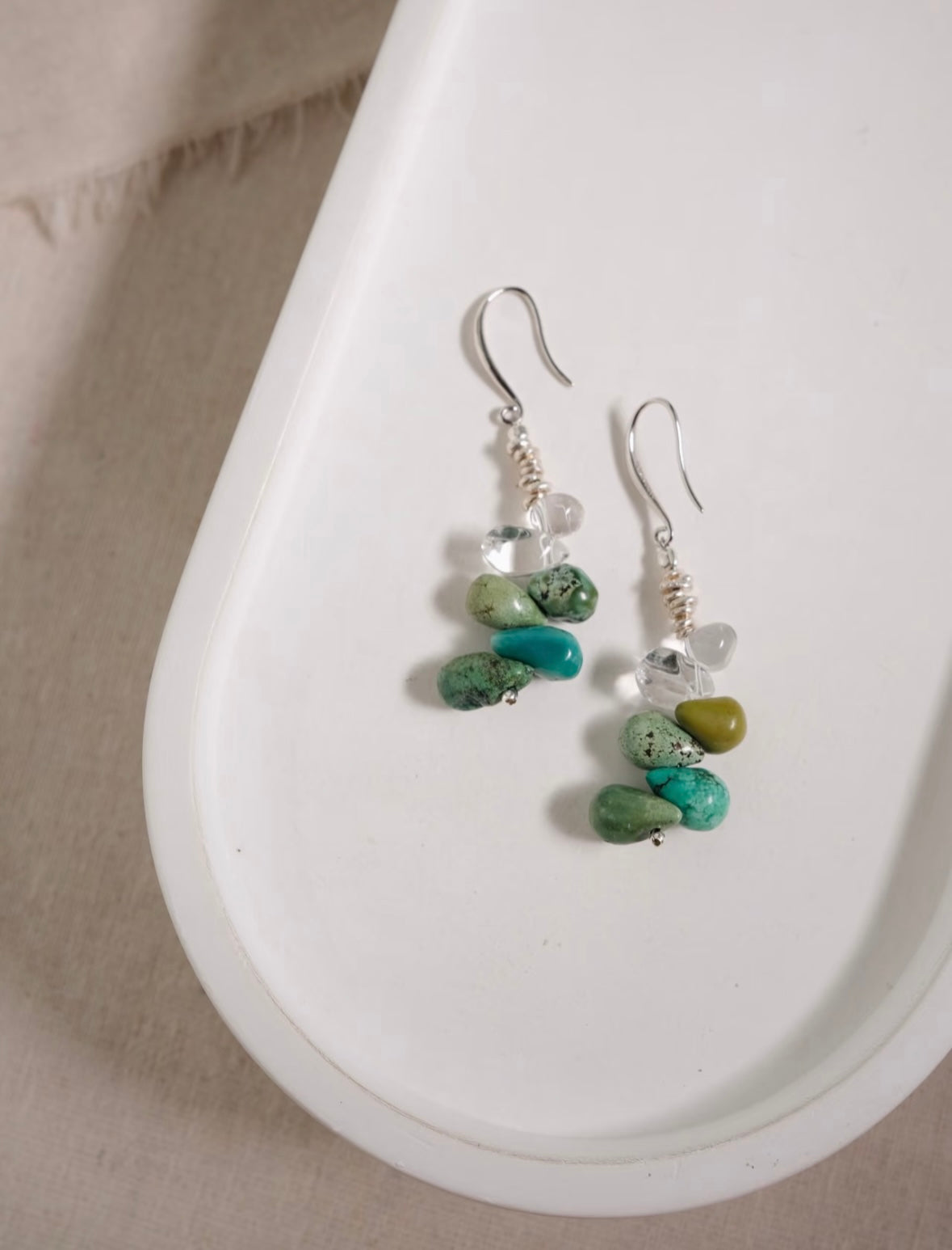 Turquoise & Clear Crystal Elegance Harmony Stone Earrings