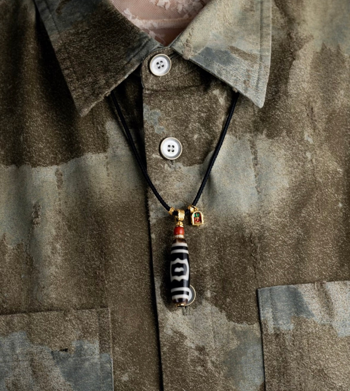 Protective & Wealth Tibetan Dzi bead pendant Necklace
