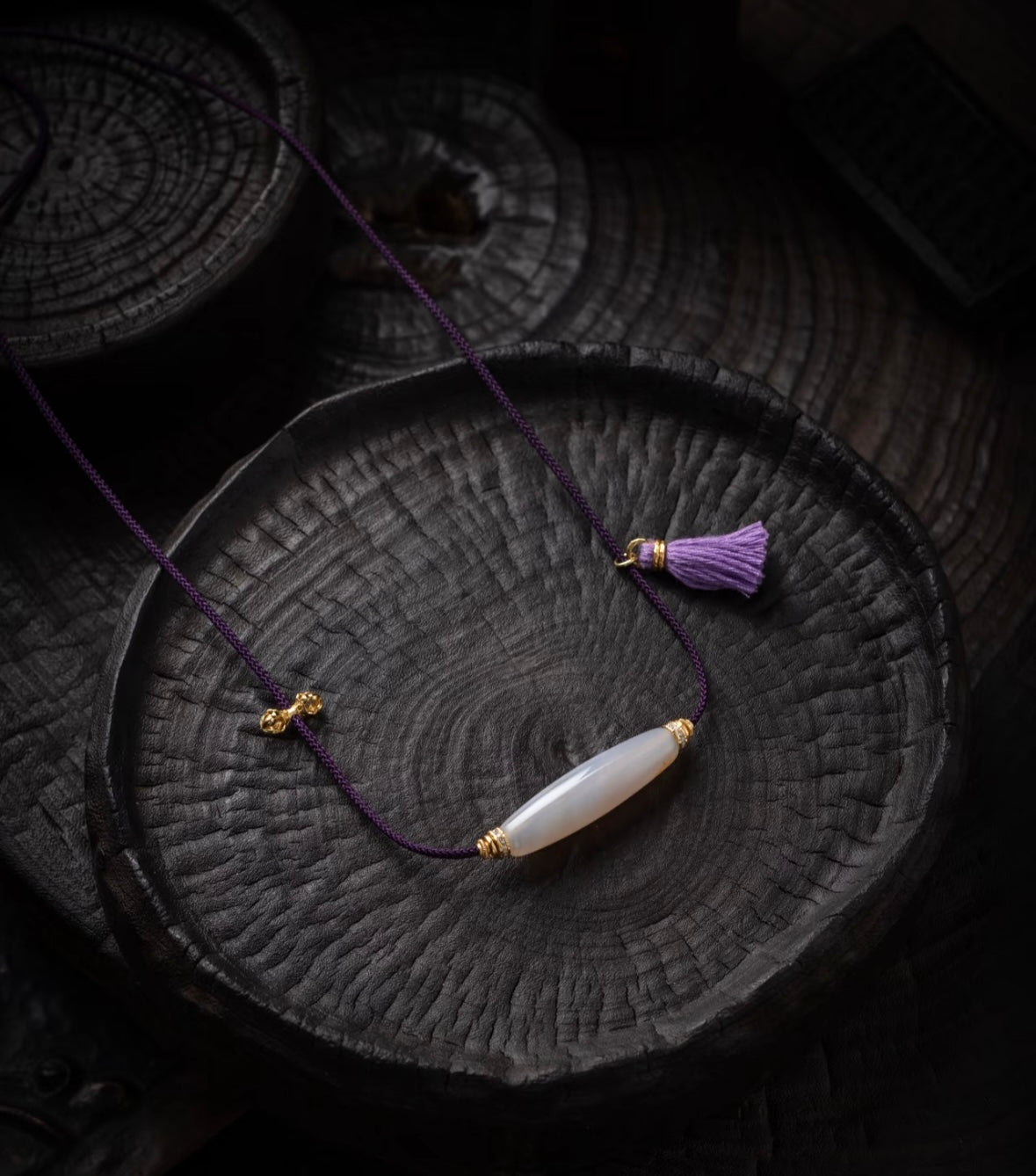 Handmade Tibetan purple braided agate necklace