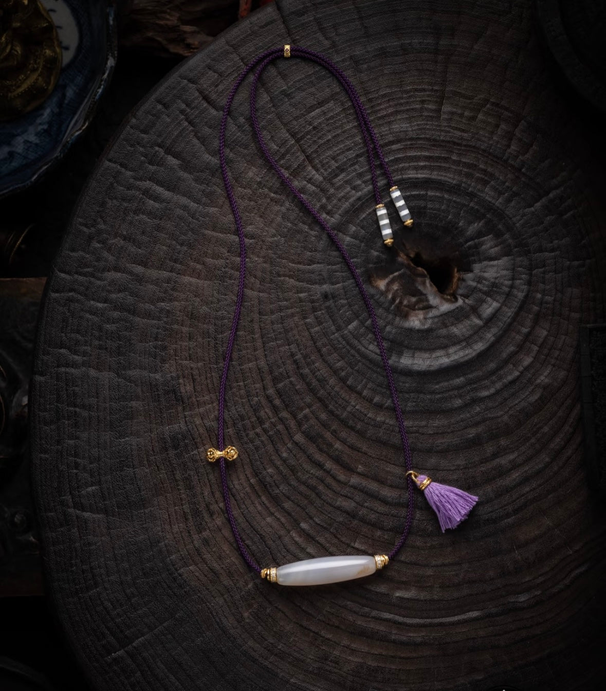Handmade Tibetan purple braided agate necklace