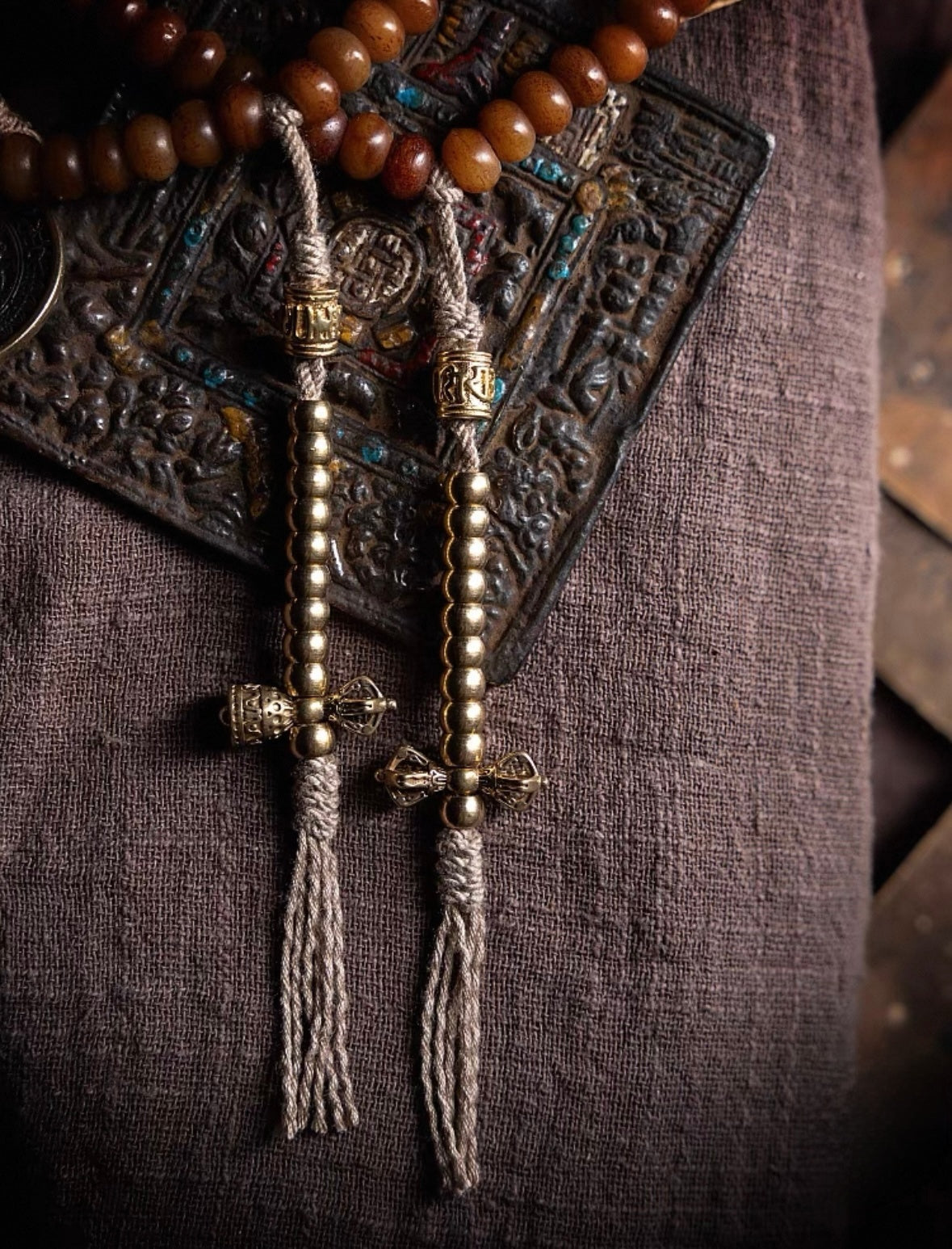 Tibetan 108 Yak Bone Mala With Mystical Guardians Bracelet(Necklace)