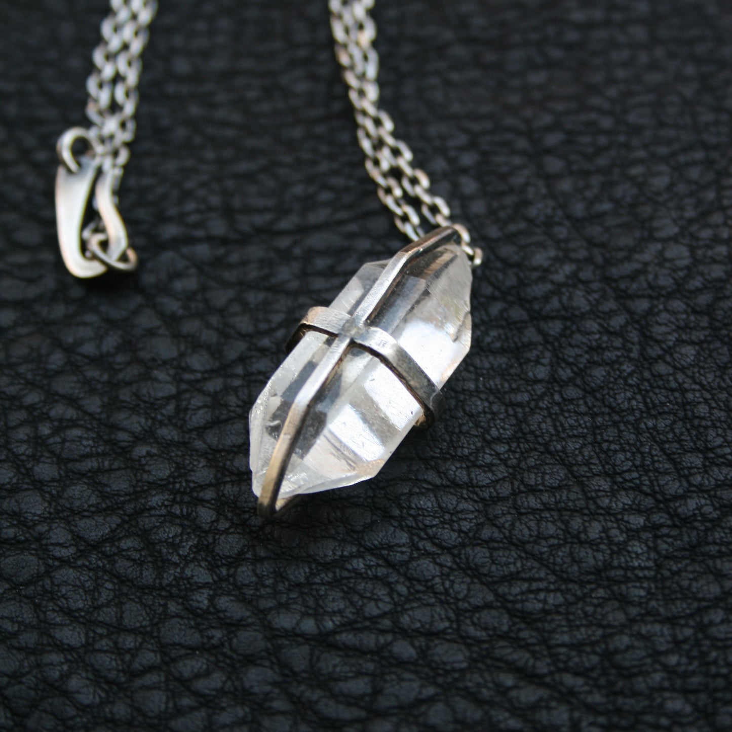 Tibetan Quartz 925 Sterling Silver Cross Pendant Necklace