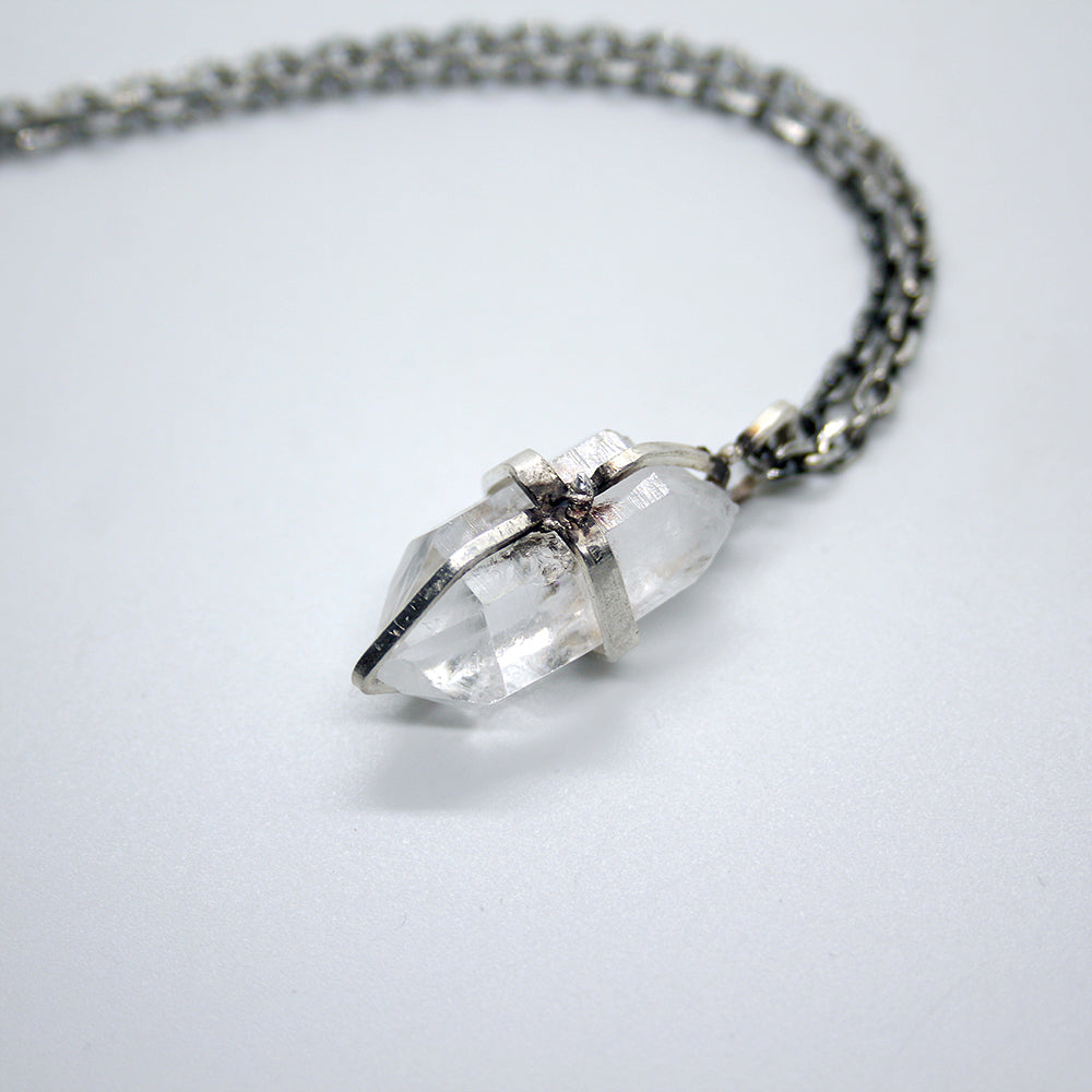 Tibetan Quartz 925 Sterling Silver Cross Pendant Necklace