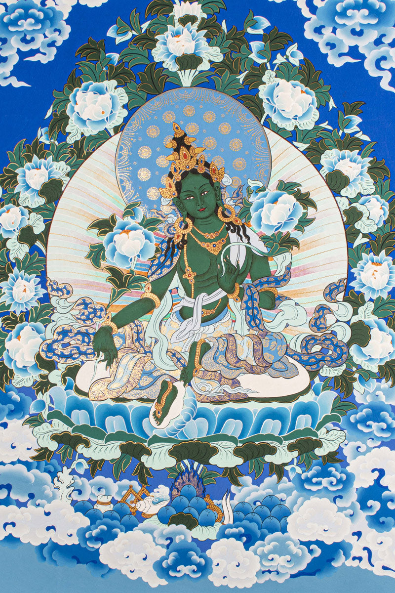 Sacred Green Tara Thangka Collection: Eight Artisan Masterpieces