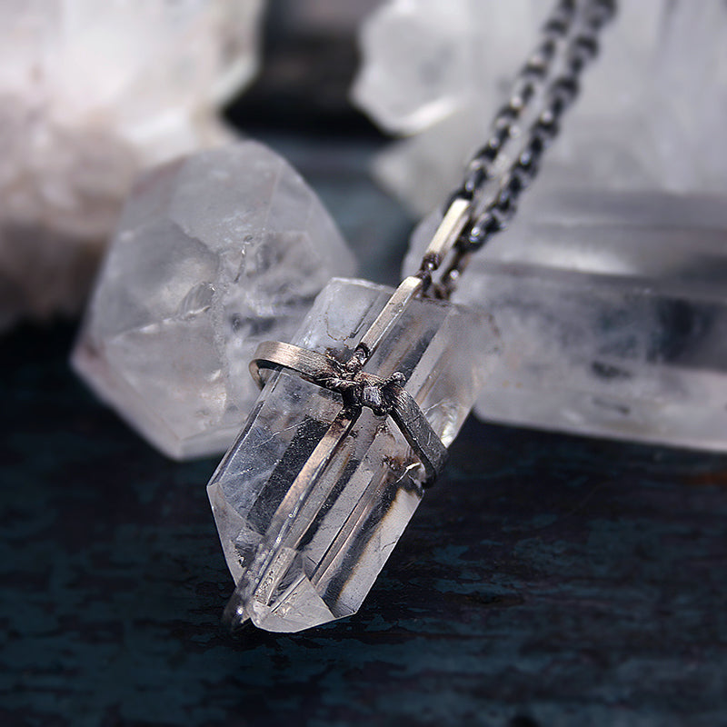 Tibetan Quartz 925 Sterling Silver Cross Pendant Necklace