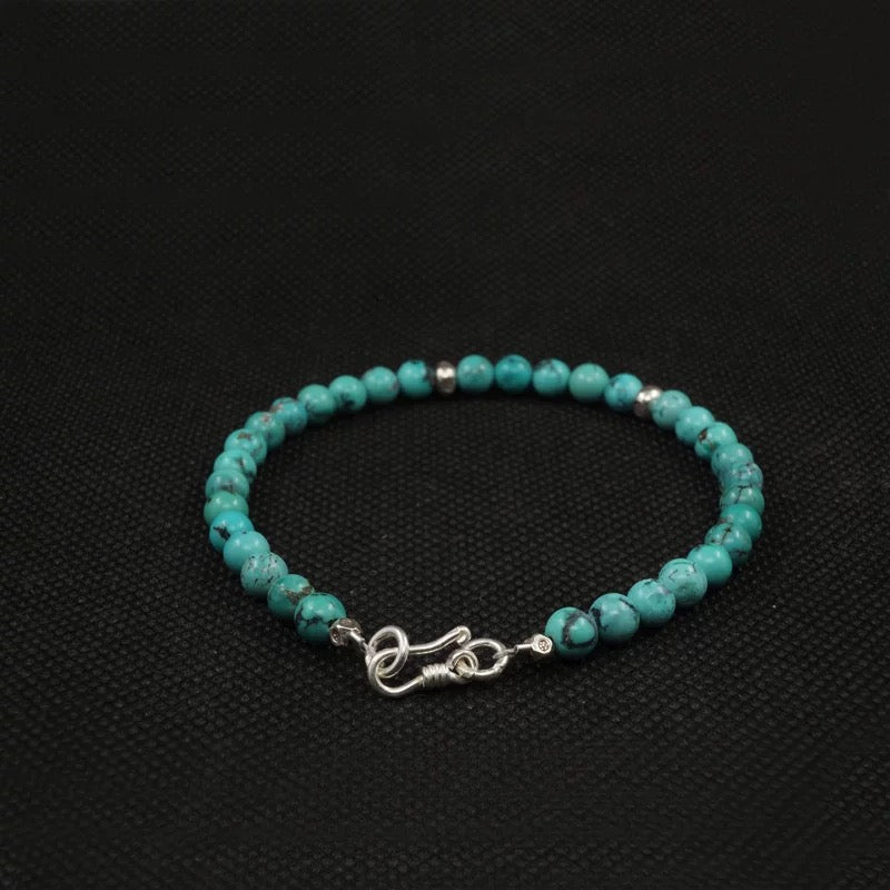 Exquisite Handcrafted Turquoise & 925 Sterling Silver Bracelet