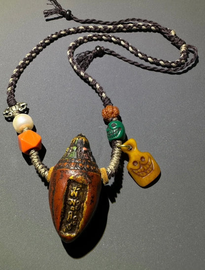 Sacred Tibetan Niangla Tsa-Tsa Amulet Necklace