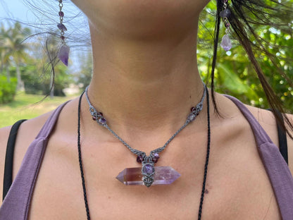 Dual-Terminated Ametrine & Amethyst Energy Cord Necklace