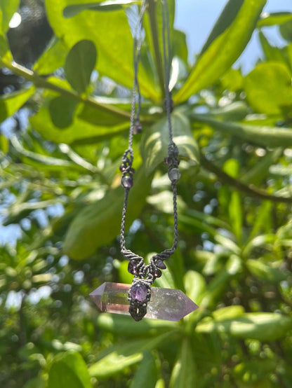 Dual-Terminated Ametrine & Amethyst Energy Cord Necklace