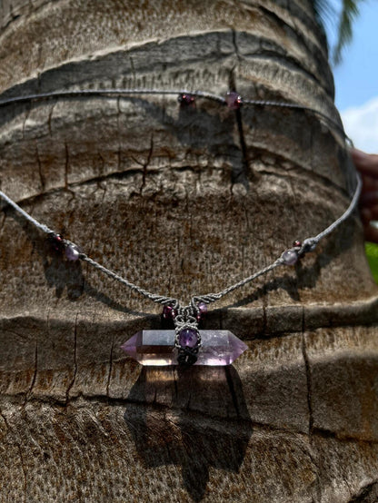 Dual-Terminated Ametrine & Amethyst Energy Cord Necklace