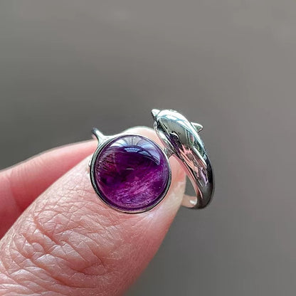 Amethyst Dolphin Ring: A Sacred Fusion of Tibetan Energy & Oceanic Healing