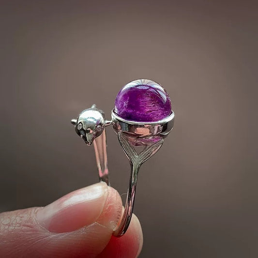 Amethyst Dolphin Ring: A Sacred Fusion of Tibetan Energy & Oceanic Healing