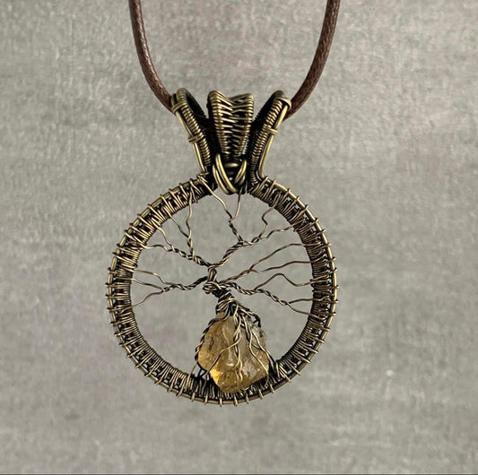 Tibetan "Tree of Wealth" Citrine Necklace: Feng Shui Energy & Himalayan Craftsmanship