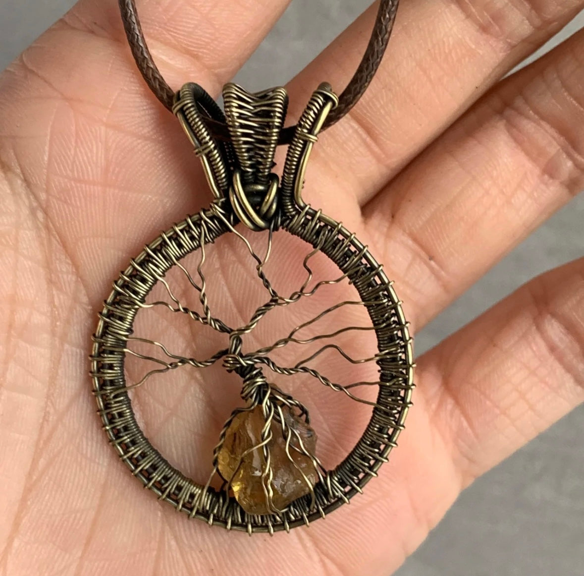 Tibetan "Tree of Wealth" Citrine Necklace: Feng Shui Energy & Himalayan Craftsmanship