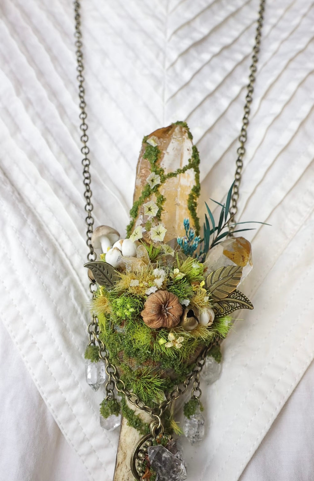 Celestial Citrine Wand Necklace: Channel Wealth & Himalayan Magic