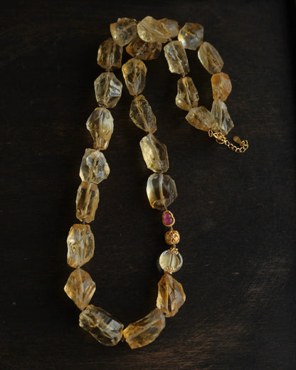 Tibetan Citrine Abundance Necklace: Wealth Charged by Himalayan Spirit