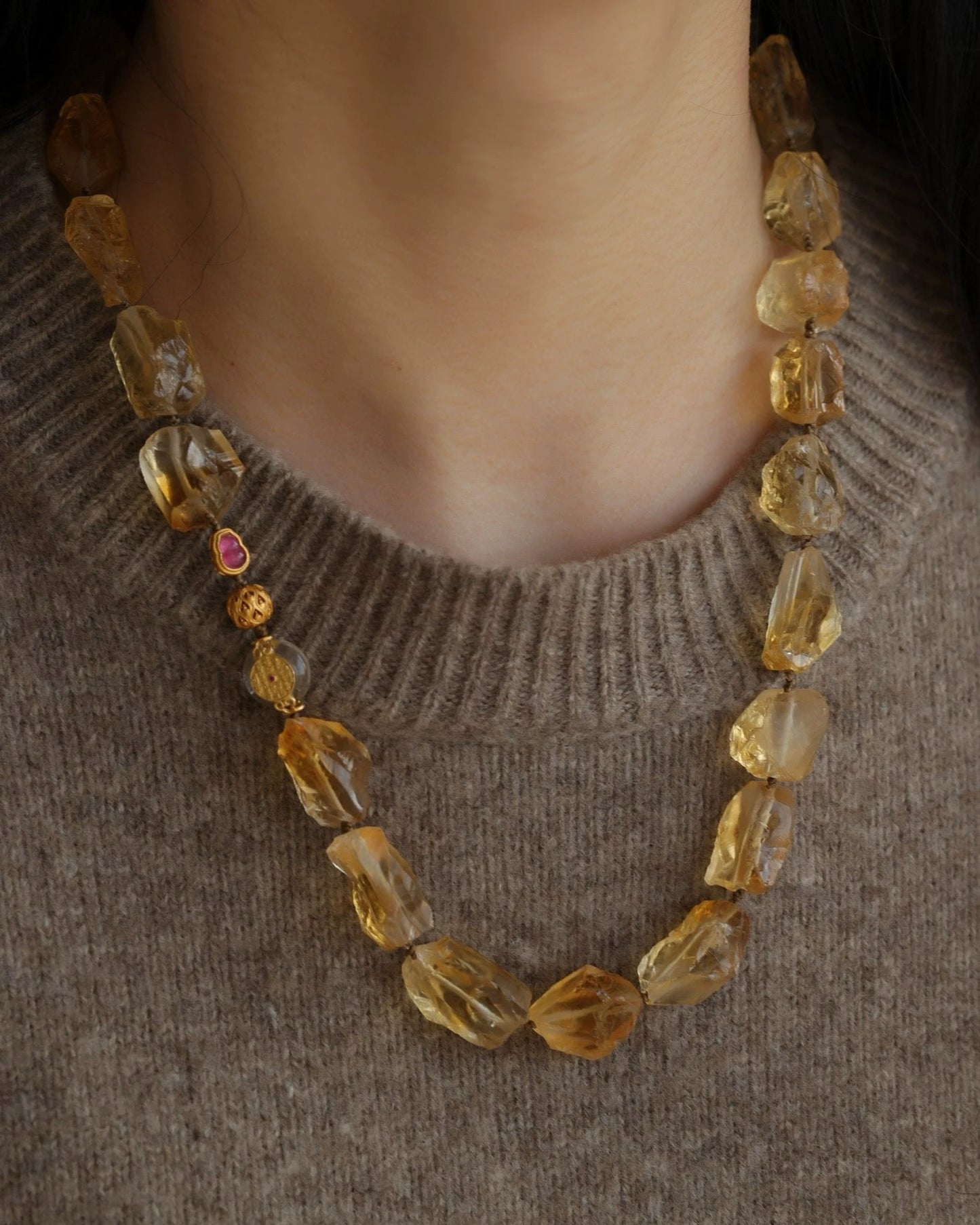 Tibetan Citrine Abundance Necklace: Wealth Charged by Himalayan Spirit