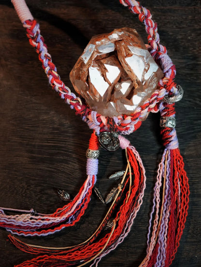 Tibetan Red Clay Skeletal Quartz Necklace