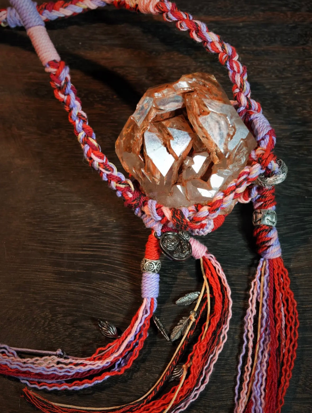 Tibetan Red Clay Skeletal Quartz Necklace