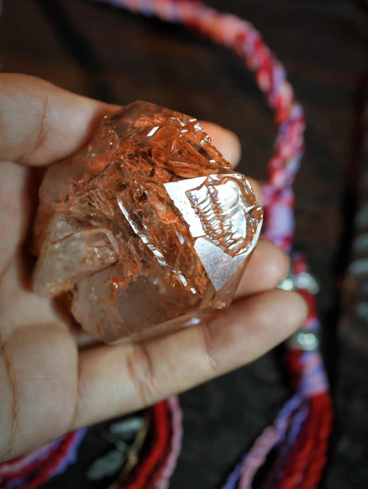 Tibetan Red Clay Skeletal Quartz Necklace