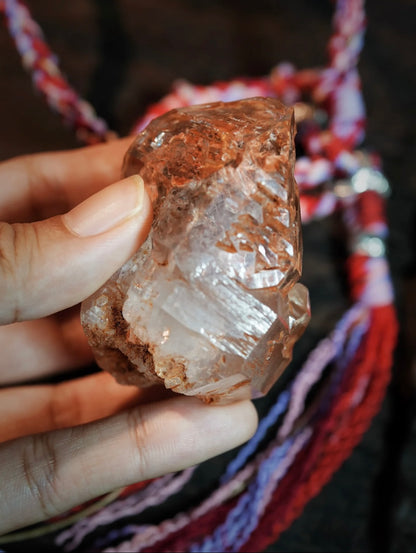 Tibetan Red Clay Skeletal Quartz Necklace