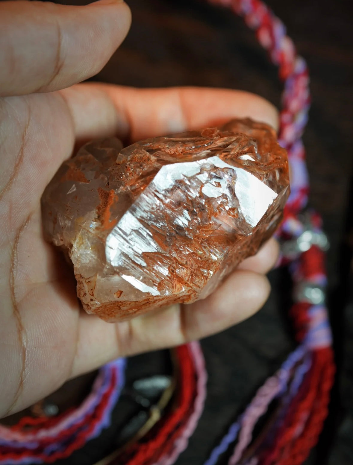 Tibetan Red Clay Skeletal Quartz Necklace