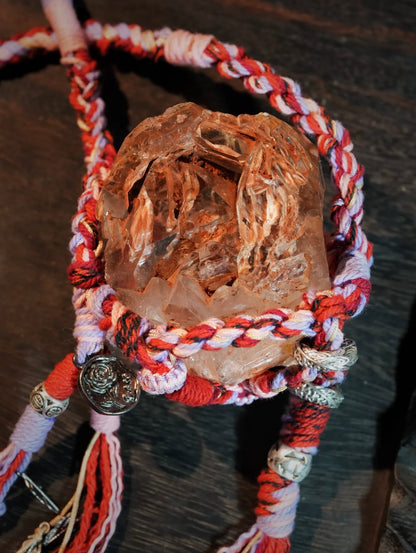 Tibetan Red Clay Skeletal Quartz Necklace