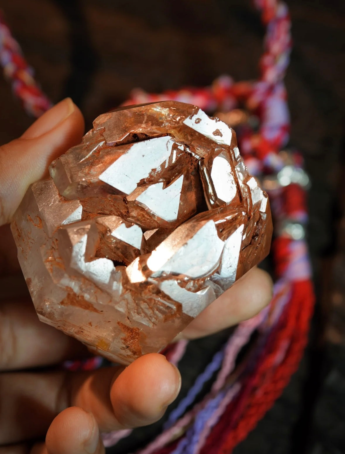 Tibetan Red Clay Skeletal Quartz Necklace