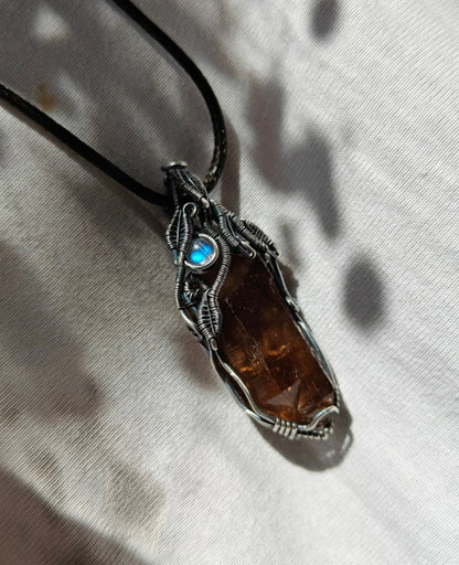 Himalayan Smoky Quartz& Moonstone Talisman Necklace