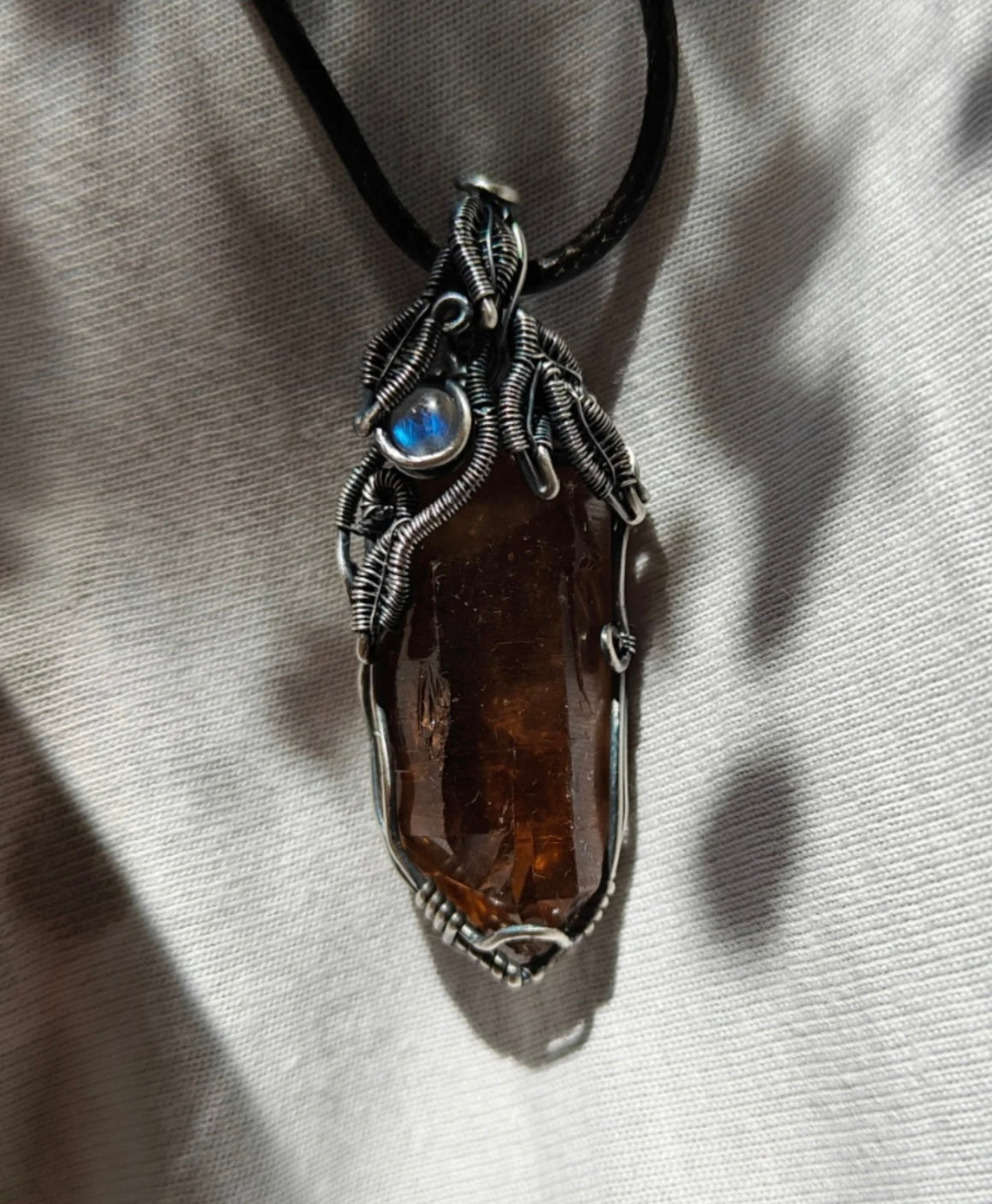 Himalayan Smoky Quartz& Moonstone Talisman Necklace