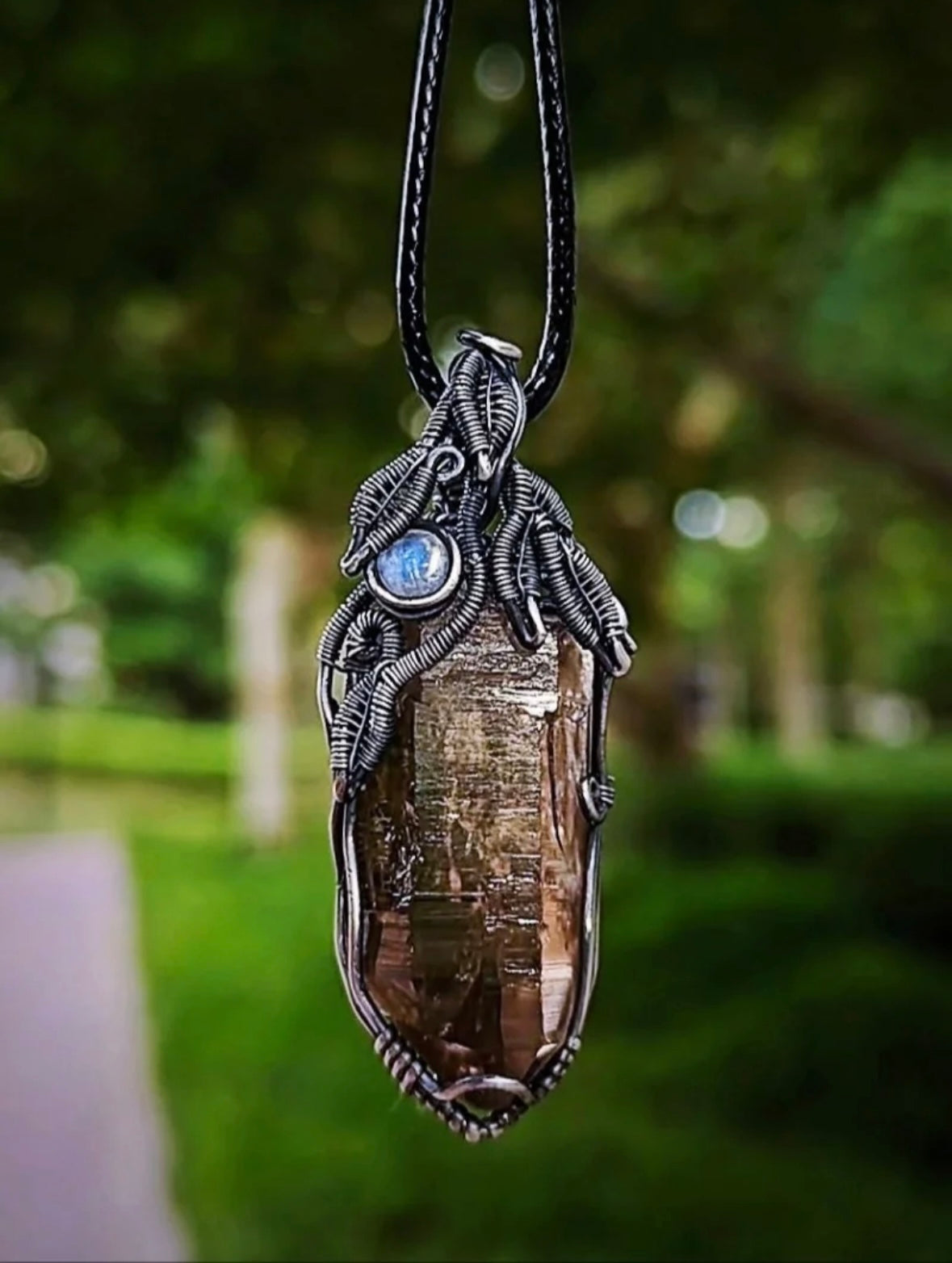 Himalayan Smoky Quartz& Moonstone Talisman Necklace